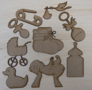 Formas de madera que celebrar los bebés para manualidades
